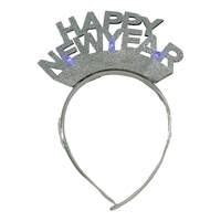 Bentita/cerc Happy Newyear, culoare gri metalic, marime standard, Flippy