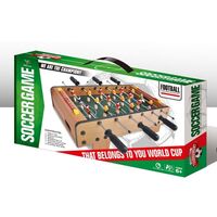 Masa de Fotbal cu Teren, Flippy, cu Picioare Scurte, 6 Manere, Tablou de Scor, 50 x 25 x 18 cm, din Lemn/Otel/ABS, Maro