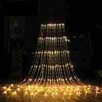 Instalatie Craciun Profesionala de Exterior IP65, Tip Perdea, 5m x 5m, 2500 Led-uri Mari, Alb cald, cu flash, Alimentator 1,5 m, Interconectabila, Fir negru, Flippy