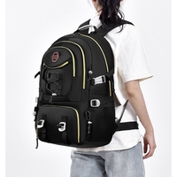 Rucsac Multifunctional pentru Calatorie, Flippy, pentru Alpinism, Voiaj, Drumetii, din Panza Oxford, 34x16x52 cm, Negru