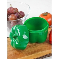 Cutie Alimentara, Flippy, Model Ardei, din Plastic, 9.8 x 9.8 x 10.7 cm, 350 ml, Verde