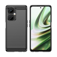 Husa Protectie pentru OnePlus Nord CE2 Lite 5G, Flippy, din Silicon TPU Moale, Textura Periat, Anti Cadere, cu Element Carbon, Negru