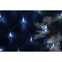 Instalatie de Craciun, Flippy®, Sectiune 2 x 2 m, Tip Plasa, 160 LED-uri, Fara Transformator, IP44, 8 Jocuri de Lumini, Interconectabila, Fir Transparent, Alb Rece