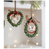 Decoratiune de Craciun, Flippy, pentru Brad, Model Ghirlanda cu Inger, 7.5 x 7.5 cm, din Rasina, Multicolor