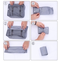 Set 8 huse organizare bagaj Flippy, material poliester, impermeabil, cu fermoar, pentru calatorii sau dulap, sac pentru pantofi inclus, pliabil, gri