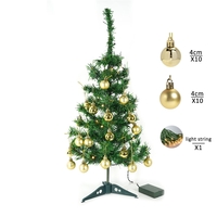 Brad Artificial Impodobit, 60 cm, suport plastic, cu instalatie luminoasa 20 LED alb cald + 20 globuri aurii incluse, Flippy