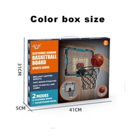 Cos de Baschet pentru Copii, Flippy, cu Tablou de Bord Electronic, Minge, Pompa, 2 Moduri, Interior/Exterior, Inel Metalic si Rabatabil cu Arc, Luminos, 41x31x5 cm, Multicolor