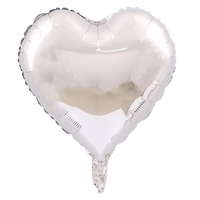 Set 3 Baloane din Folie Metalizata, Flippy, Figurina Inima, Tema Ziua Indragostitilor, 45 cm, Ambalaj Individual, Pai Inclus, Umflare cu Aer sau Heliu, Albastru/Argintiu