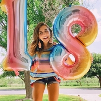 Balon din Folie Metalizata Gradient Flippy, Figurina Cifra, Tema Aniversare 100 cm, Ambalaj Individual, Pai inclus, Umflare cu Aer sau Heliu, Multicolor, Cifra 8