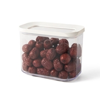 Set 5 Cutii de Depozitare Alimente, Flippy, Capac Alb, din ABS+Silicon, 23 x 15 x 27 cm, Transparent