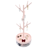 Cutie de Bijuterii, Flippy, Rotativa, cu Suport Tip Ramura, 36.5 x 14 cm, din ABS+PP, Roz