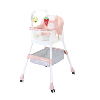 Scaun de Masa pentru Copii, Flippy, Multifunctional, Pliabil, cu Roti, Cos de Depozitare, din Plastic, Centura de Siguranta, Suport de Agatat Jucarii, 110 x 60 x 70 cm, Roz