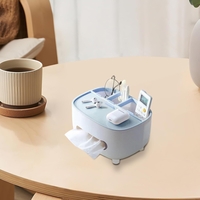 Suport pentru Servetele, Flippy, Cutie Multifunctionala, Design Minimalist, ABS, cu Suport pentru Obiectele Personale, pentru Birou, 21x12x12 cm, Albastru