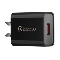 Incarcator Retea Fast Charge 5V3A, Flippy, Capat STANDARD EUROPEAN QC 3.0, 18W, Fara Cablu, Negru