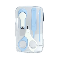 Set 4in1 de Ingrijire Unghii pentru Bebelusi, Flippy, Cutie de Depozitare Transparenta, 0-6 Ani, 13.6x8x2 cm, Albastru Deschis