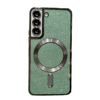 Husa de Protectie 2 in 1, Flippy, Husa pentru Samsung Galaxy S24, Glitter Chrome Magsafe, din TPU, Magnetica, cu Protectie Lentila, Verde