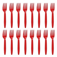 Set 16 Furculite de Unica Folosinta, Flippy, din Plastic, 15 cm, Rosu