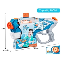 Pistol cu Apa pentru Copii, Rezervor, Pentru Piscina/Plaja, Flippy, 6ani+, Albastru, 4 duze, 900ML