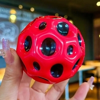 Minge Saltareata Hiperelastica, Flippy, Space Moon Ball foarte Elastica, Antistress pentru Copii, Diametru 66 mm, Rosu