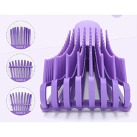 Perie Flexibila, Flippy, pentru Descurcat Par Cret/Umed si Uscat, 8 Brate Mobile, din TPE, 24.5 x 4.5 x 2 cm, Mov