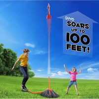Jucarie pentru Copii, Flippy, Lansator de Rachete cu Piciorul, un Singur Lansator, 3 Rachete Donozauri cu Lumini, 30 cm Inaltime, Model Vulcan, Multicolor