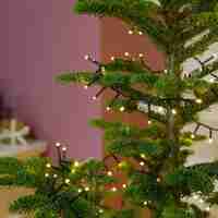 Instalatie Craciun, 55 m, 550 Led-uri ,Liniara, Alb cald, 8 jocuri de lumini, Transformator, Interconectabila, Prelungitor 3 m inclus, Fir Verde, Flippy