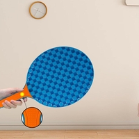 Set Badminton pentru Copii, Flippy, Doua Palete, Fluturas, 2 Mingi, Minge cu Elastic pentru Antrenament, Suport de Prindere Stabil, 41x23 cm, Albastru Portocaliu