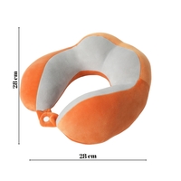 Perna de Voiaj Flippy, Pentru Gat, din Bumbac, 4 Cocoase Pentru Confort, Accesoriu de Voiaj, Birou, Masina, Sistem Prindere Capse, Portocaliu