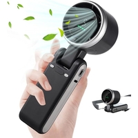 Mini Ventilator Portabil, Flippy, 5 Trepte de Viteza, Afisaj Digital, Incarcare USB, 5V, 2A, 5.95 x 5.2 x 17.2 cm, Negru