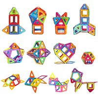Set 60 Piese Magnetice de Constructie, Flippy, Piese Mari, Magnetic Blocks, Forme Geometrice, 3 Ani, ABS, Magnet, 22 x 17.2 x 8.5 cm, Multicolor