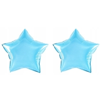 Balon din Folie Metalizata, Flippy, Figurina Stea, Model Simplu, Tematica Aniversare, 40 cm, Ambalaj Individual, Pai Inclus, Umflare cu Aer sau Heliu, Bleu