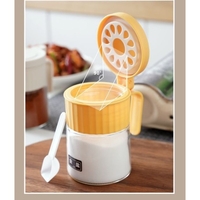 Recipient Condimente, Flippy, din Stilca, 180 ml, cu Maner si Lingurita, 10.6 x 7 x 7 cm, Capac Mat, Galben