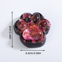 Jucarie Antistres Squishy, Flippy, cu Revenire Lenta, Squeeze Pinch Family, Model Labuta de Pisica cu Sclipici, 6.5x6 cm, 60g, Ambalaj Transparent, Roz-Negru