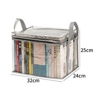 Cutie de Depozitare, Flippy, din PVC + Textil, Rezistenta la Apa, Geanta pentru Carti, 32x24x25 cm, Transparent-Alb