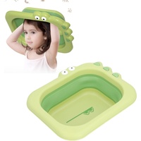 Lavoar Pliabil, Flippy, pentru Copii, din PP/TPE, Portabil, Model Crocodil, 30x24.5x9 cm, Verde