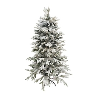 Brad Artificial de Craciun, Flippy, 1.5 m inaltime, Verde, Pulverizat complet alb-tip zapada, Interior/ Exterior, Ramuri bogate, Resigilat