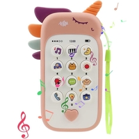 Jucarie Interactiva, Flippy, Telefon Inteligent, Model Unicorn, Functii Educative, Muzicale si Voce, 4-6 ani, 19 x 11.5 cm, din Plastic, Roz