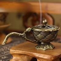 Suport de Tamaiat, Flippy, din Aliaj de Zinc, Model Lotus, Ignifug, 9.7 x 4.8 x 4.7 cm, Bronz