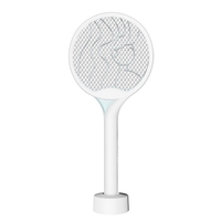 Paleta Electrica pentru Tantari, Muste si Tantari 2in1, Flippy, Reincarcabila, Incarcare USB, 2600V, Plastic, Casa si Gradina, Anti-insecte, Stand, 23x51 cm, Alb