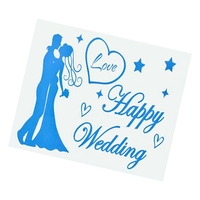 Sticker Autocolant, Flippy, Tematica Nunta, Model Scris Happy Wedding, 21x29 cm, Albastru