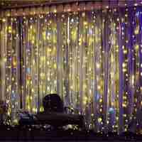 Instalatie Craciun Profesionala de Exterior IP65, Tip Perdea, 21m x 2m, 4200 Led-uri Mari, Alb cald, cu flash, Alimentator 1,5 m, Interconectabila, Fir negru, Flippy