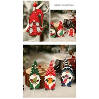 Set 9 Decoratiuni de Craciun din Lemn, Flippy, cu Snur pentru Agatare in Brad, Model Mos Craciun Pitic Diferite Dimensiuni, 3 Modele, Multicolor