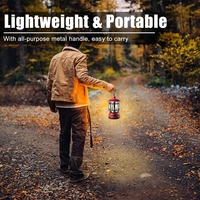 Portable camping light, vintage lantern with hook, ABS, 21 COB LED lighting, adjustable intensity, 5W, reversible, red rechargeable