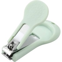 Set 4 Piese Ingrijire Unghii Bebelusi, Flippy, din ABS+Otel Inoxidabil, Cutie de Depozitare Tip Bufnita, de la 0 Luni, 11.5 x 5 x 11.5 cm, Verde