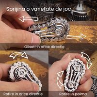 Jucarie Fidget Spinner Premium Anti Stres, Flippy, Giroscop din Aliaj, Jucarie din Metal de decompresie, forma Lant de Angrenaj de Bicicleta, 6 x 3.5 cm, Negru
