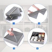 Cutie De Depozitare, Flippy, Pentru Lenjerie, Sosete Si Sutiene, Material Textil, 7 Compartimente, 32 x 32 x 10 cm, Culoare Gri