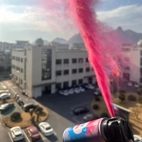 Spray Gender Reveal, Flippy, 260 ml, din Amidon de Porumb, Dezvaluire Gen Bebelusi, Roz