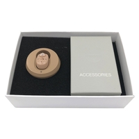 Aparat Auditiv Intraauricular In-Ear, Flippy, Amplificator de sunet pentru Auz, Minuscul Design Nou, 14 x 10 x 3.8 cm, 116 gr, Camel