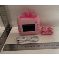 Camera Instantanee pentru Copii, Flippy, cu Functie de Printare, Cablu USB-C, Bluetooth, Compatibil iOS/Android, Imprimare APP, Model Iepure, Snur de Agatat Inclus, Roz