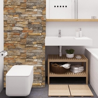 Set 10 Stickere de Perete, Flippy, Autoadezive, 70 x 77 cm, 2.5 mm Grosime, Suprafata Acoperita 5.3 mp, din PVC, Model Caramida, Galben